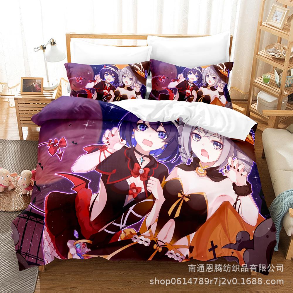 Постельное белье Honkai Impact 3 Односпальный Полутораспальный Двуспальный Кинг-сайз Игра Аниме Комплект для кровати Взрослый Детский Спальня Комплекты пододеяльников 3D-принт 013