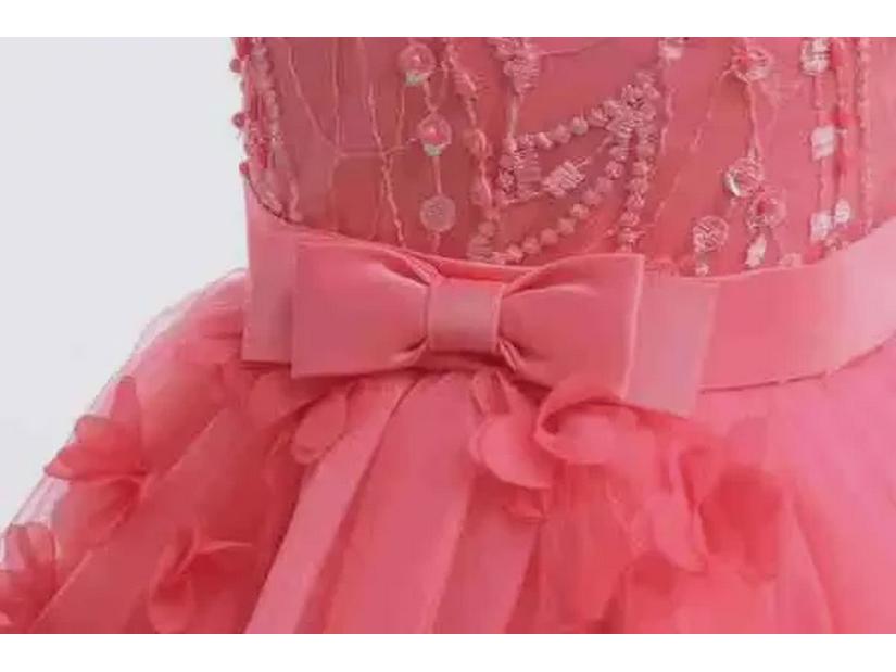 Платье для девочек из пушистой пряжи Cross-Border с бусинами и бантом