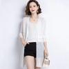 Medium Length Ice Silk Knitted Summer Cardigan Jacket, Loose Top, Thin Cut Hollowed Out Sun Protection Shawl