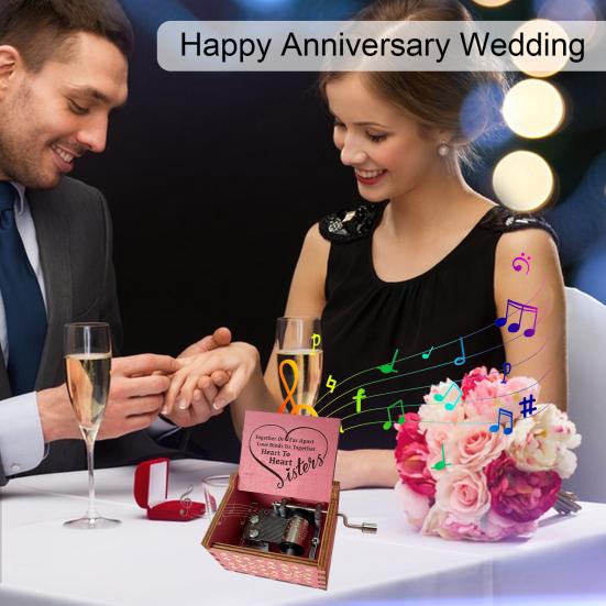 Деревянная музыкальная шкатулка с ручной ручкой, успокаивающая мелодия, выгравированные слова, мини-механическая музыкальная шкатулка