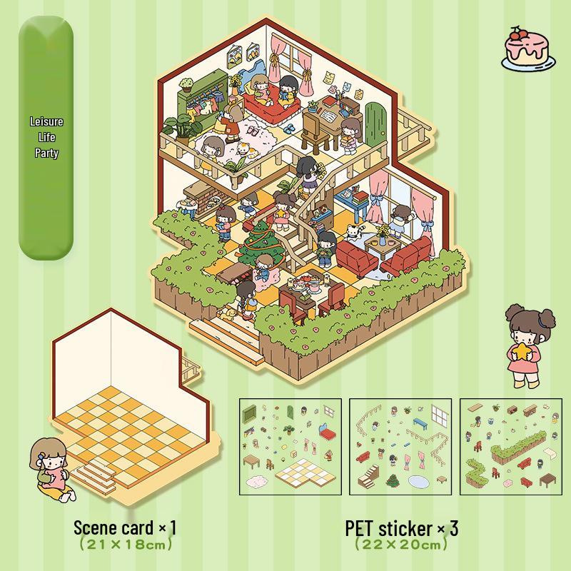 3D Наклейки для ландшафтного дизайна кабины: Большая корейская миниатюрная сцена для DIY, милый декор для хранения.