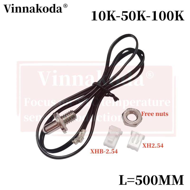 B3950 10K 50K 100K 1% NTC thermistor waterproof temperature sensor M6 threaded stainless steel L500MM