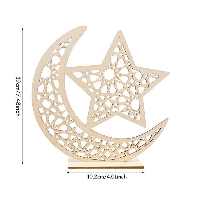 New Wooden EID Mubarak Decoration Ramadan Mubarak Ornaments Islamic Muslim Pendant Eid Al Adha Party Supplies Ramadan Kareem Gif