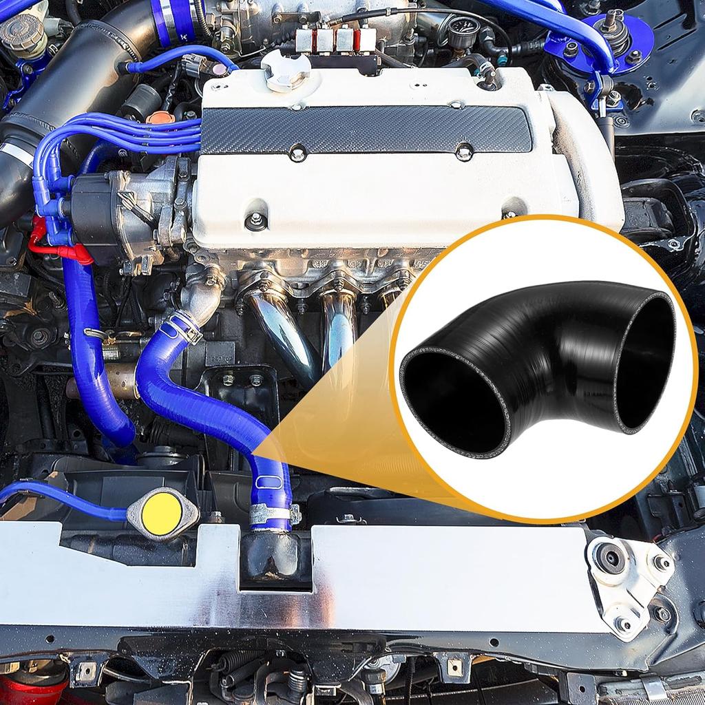 1 Pc 3.5" ID to 4.02" ID Universal 90 Degree Elbow Silicone Hose Coupler - Car Turbo Intercooler Intake Piping Hose - Silicone Black