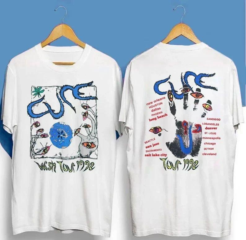 Vintage Rock Punk Tops The Cure Wish Tour Retro Tshirt Casual and Comfortable Spring and Summer New Print Loose Tshirt Print