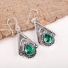 Green Emerald Gemstone Earring Jewelry, Handmade Gorgeous Silver Earring, 925 Sterling Silver Jewelry For Wedding Gift