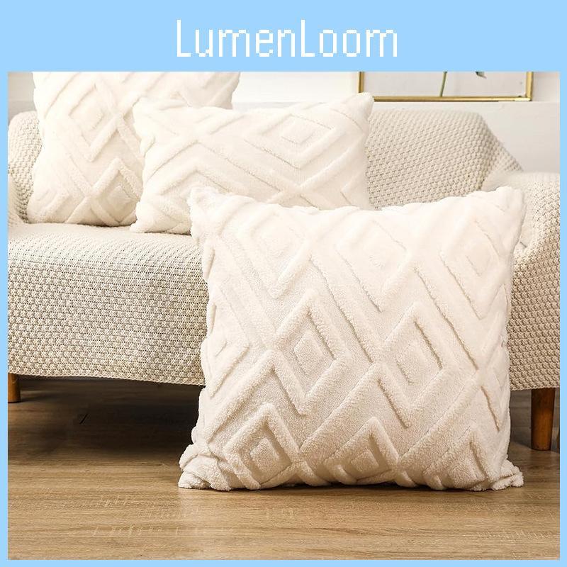 Pillow Geometric Cover Plush Material  And Logo Living Room Sofa Home Decor