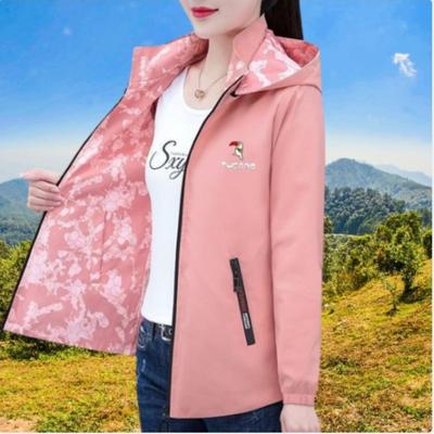 Модная двусторонняя куртка, женская весенне-осенняя свободная повседневная куртка с капюшоном и принтом, съемная шапка