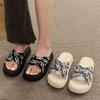 Female Summer Thick-bottomed Cool Slippers, Fairy Wearing Red Wind Half-towed Beach Slippers for Vacation