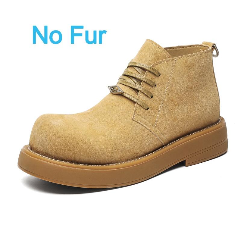 Модные мужские рабочие ботинки из натуральной кожи в британском стиле для инструментальных работ, зимняя платформа, короткая плюшевая обувь, уличная противоскользящая рабочая обувь