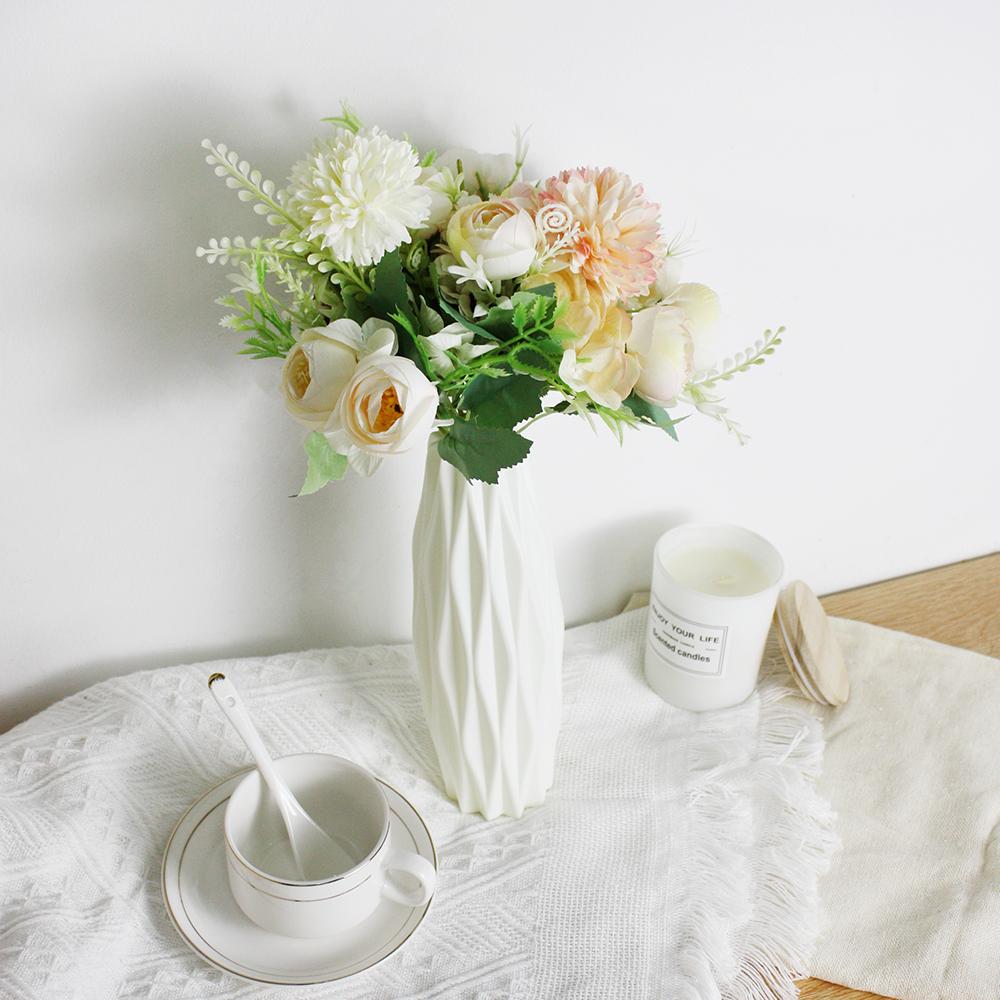 Два имитационных букета и простая ваза для творчества, современный простой набор пластиковых ваз для цветов, декор для домашнего офиса