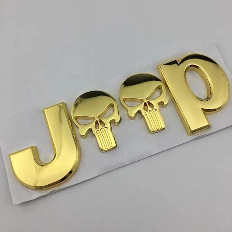 3D Metal Skull Emblem Badge For Jeep Auto Car Stickers Accessories For Jeep Cherokee Wrangler Liberty Compass Car Styling