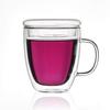 Стеклянная стеклянная кружка, чашка для чая с крышкой, чашка, стеклянная с ручкой, двойная структура, 430 мл, термостойкая