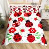 Ladybug Comforter Cover Set Ladybug On Green Leaf Duvet Cover Wild Wildlife Theme Microfiber Bedding Set 3pcs for Kids Teens