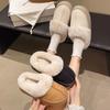 Thick-soled Velvet Women's Shoes Bag Head Slippers Outer Wear 2025 New Winter Fluffy Shoes Warm Cotton Mop Home Half Slippers