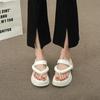 [Youshilai] Ruth's same thick-soled herringbone cool slippers 2025 summer new pinch bread beach sandals women