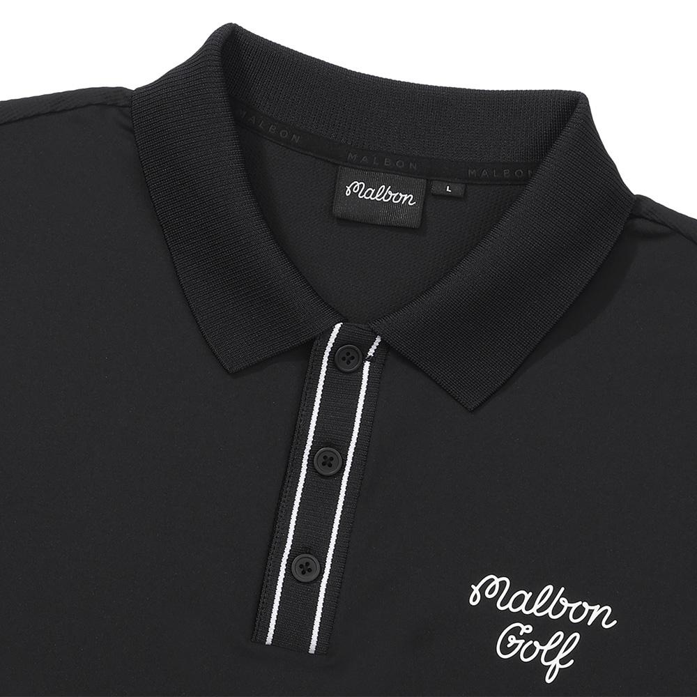 MALBON GOLF Functional Short Sleeve Polo Shirt Black (Man)