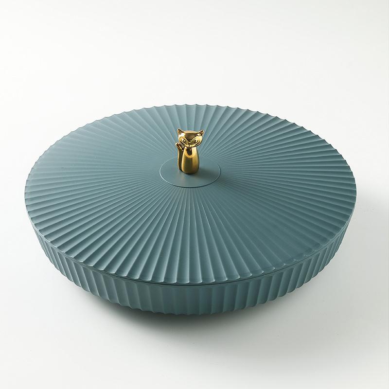 Компактный, с крышкой, прочный круглый поднос для закусок и конфет, настольные принадлежности