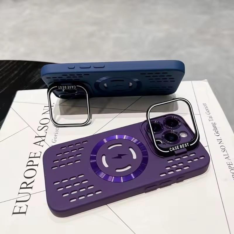 Дышащий мягкий чехол для задней панели для iPhone 17 16 15 14 13 12 11 Pro Max Plus Охлаждающий с теплоотводом Магнитный чехол для телефона для Magsafe