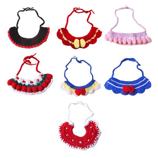 Knitted Pet Collar Tie Adjustable Handmade Small Animals Collar Strap for Chicken Duck Goose Parrot Rabbits