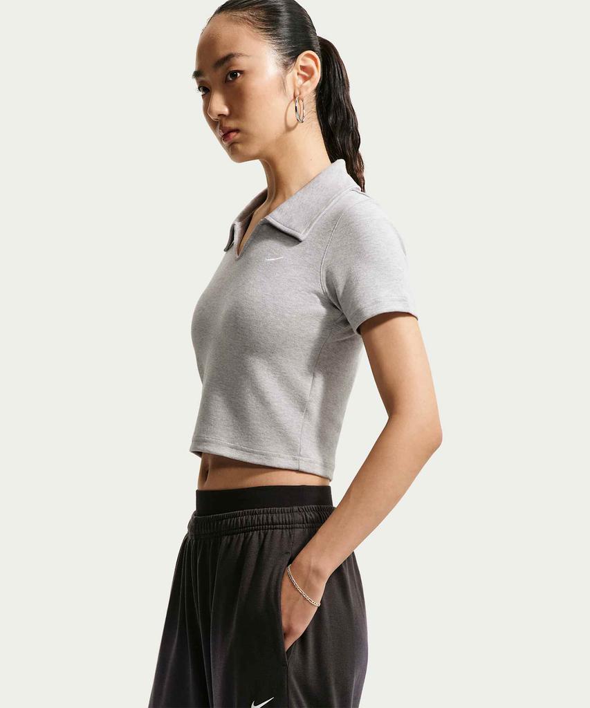 Nike Спортивный облегающий укороченный топ-поло W - Вольф Грей:Вереск:Белый / Io2730-012