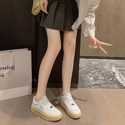 Маленькие белые туфли женские кожаные новые универсальные нишевые ретро платформа спортивная повседневная обувь обувь для скейтборда женская