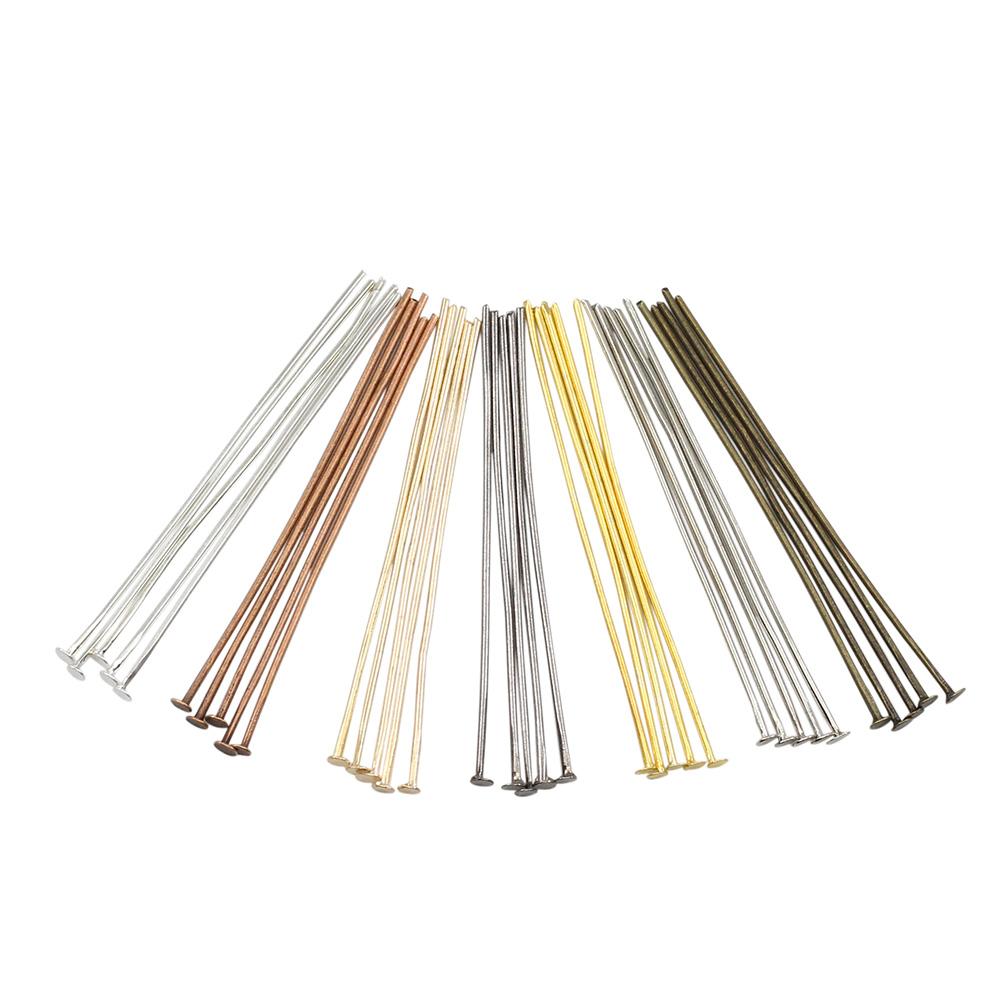 20 25 30 35 40 45 50 60 70 mm Metal Heads Eye flat Head Pin For DIY Jewelry Making Findings Accessories Bulk Wholesale Supplies