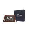 Coach Charter 24 Classic Horse And Carriage Logo All Over Print Zipper Camera Bag Men Shoulder Bag Dark-Brown C8445-JITX0