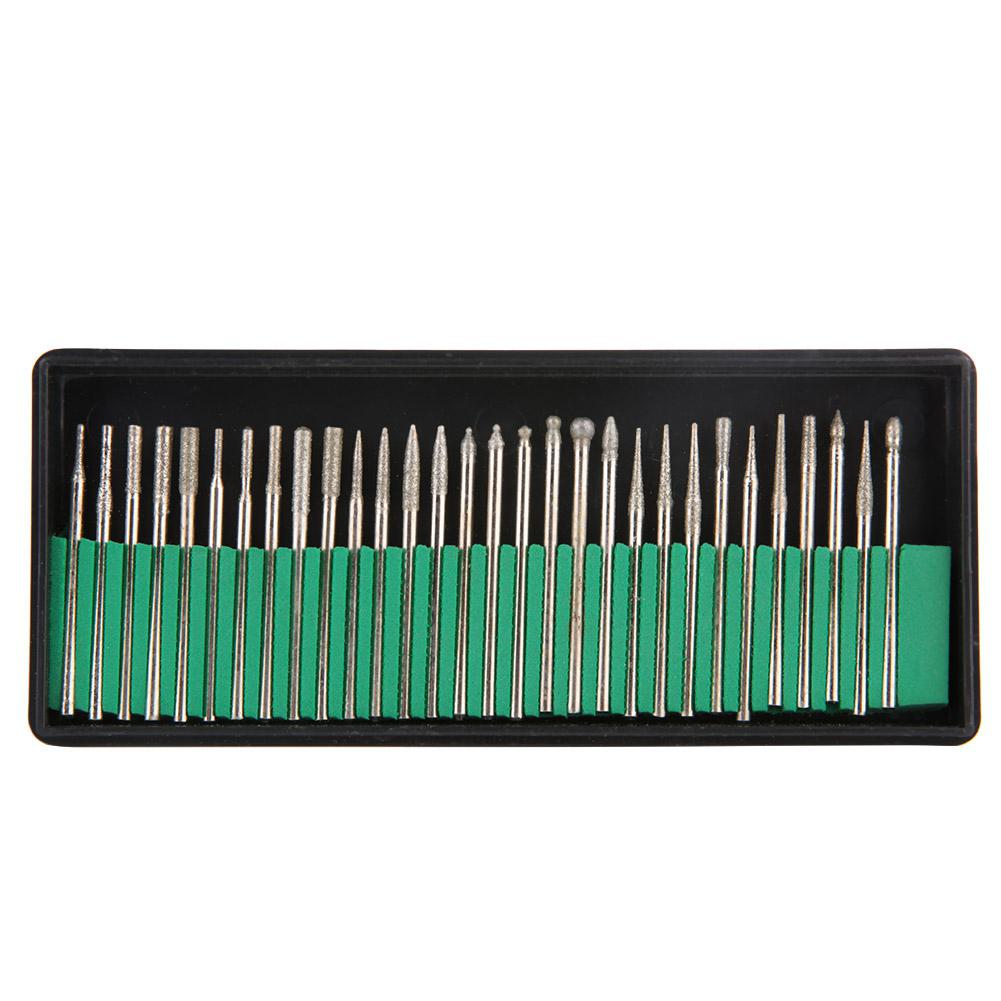 30 шт алмазный хвостовик шлифовальные вращающиеся сверла набор стеклянных нефритовых ювелирных изделий гравировка резьба инструменты