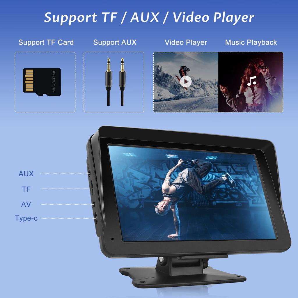 7 Inch Portable Car Audio, Integrated Navigation, Easy On/Off, Mirroring Function, Compatible with Apple