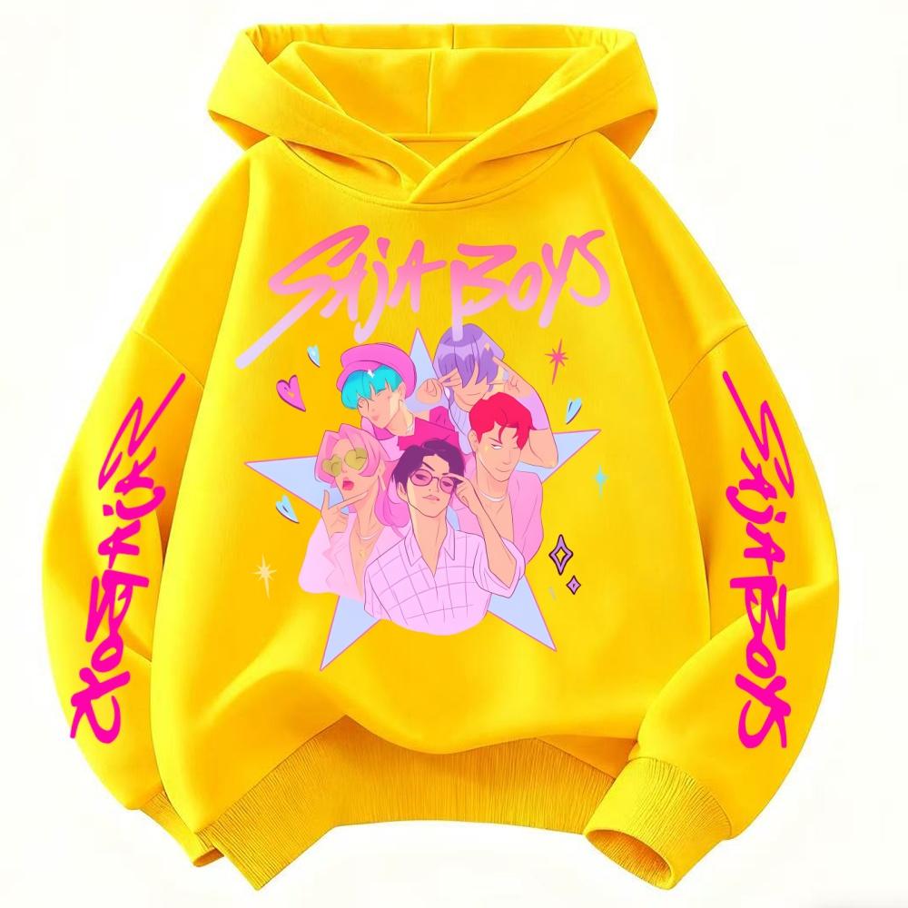 K-pop Охотник на демонов Саджа Мальчики Мультяшные Девочки Мальчик Толстовка с капюшоном Теплая Детская Корейская волна Мода Повседневные Топы Повседневная одежда