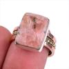 Натуральный драгоценный камень родонит, двухцветное ювелирное кольцо из стерлингового серебра 925 пробы, размер 6 g8d44