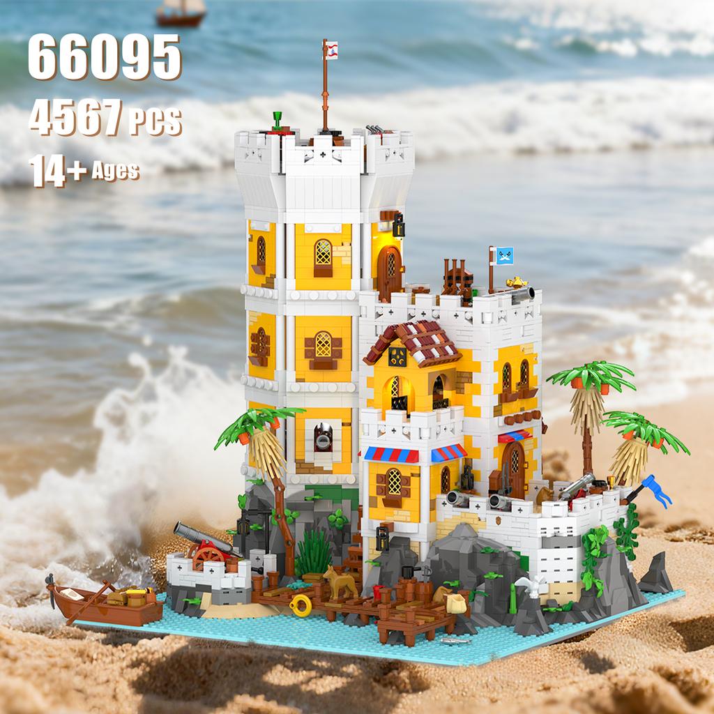 4567Pcs Medieval Pirate Castle Building Blocks Kit With Led Light Detailed Sea Fortress Model Assembly Toy Gift For Aldults Teen