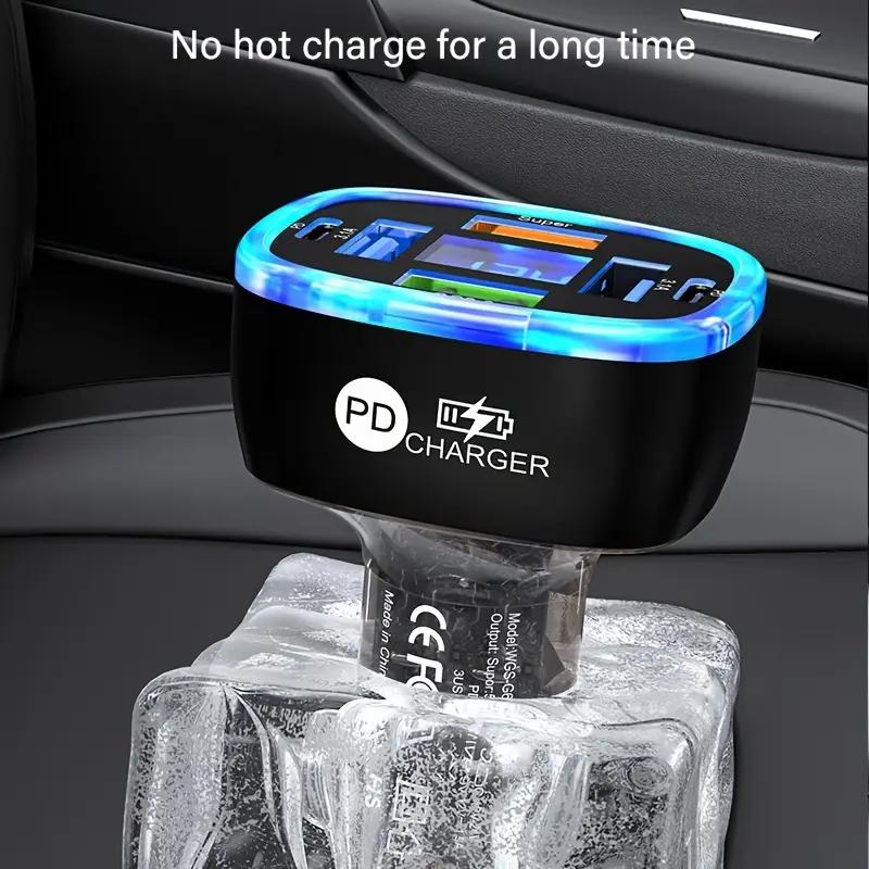 Автомобильное зарядное устройство для прикуривателя USB PD зарядное устройство 6-портовый автомобильный адаптер подходит для iPhone 15 14 Samsung S24 2024 iPad Pro MacBook Pro