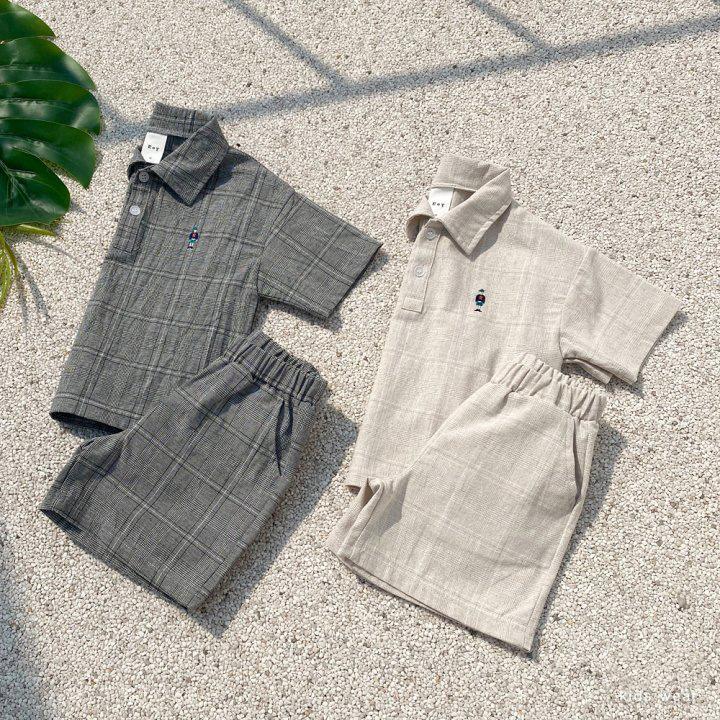 Детский летний клетчатый спортивный костюм для маленьких мальчиков, повседневная простая футболка-поло, топы с отложным воротником + свободные шорты, мягкая верхняя одежда для девочек, костюм