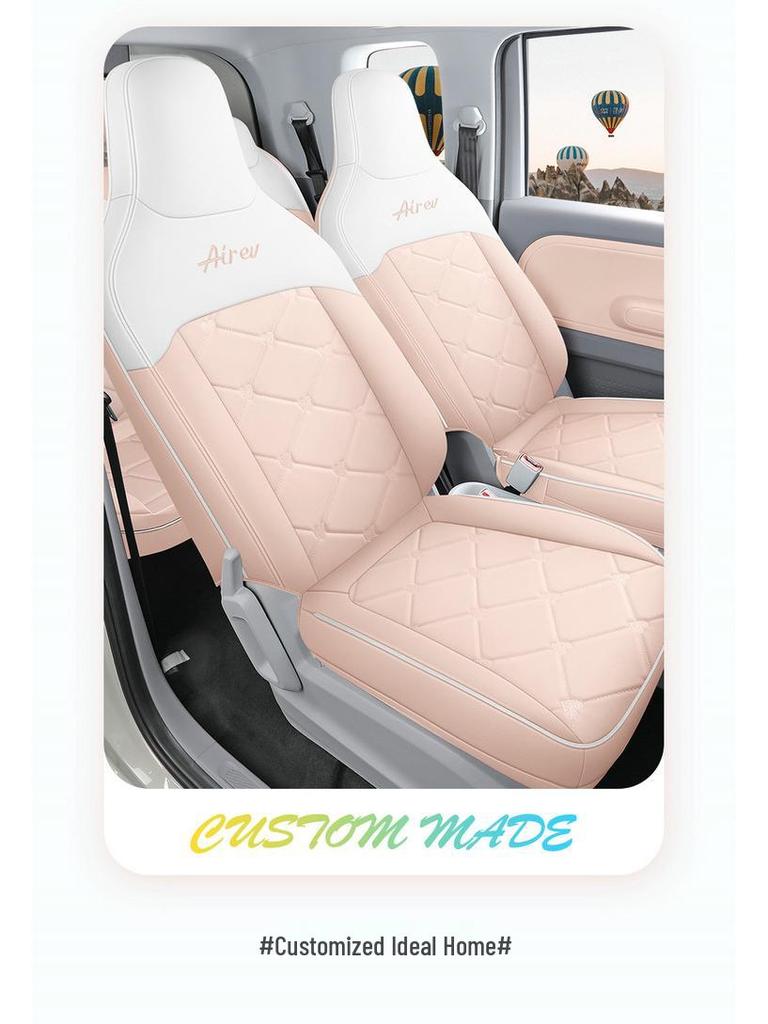 Wuling Qingkong Car Seat Cushion - Fully Enclosed Cartoon Design for All Seasons, Tailored Fit for Electric Vehicles