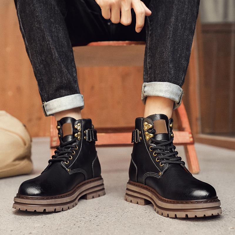 Мужские удобные высокие зимние ботинки для отдыха на природе, мужские зимние плюшевые ботинки для снега, классические мужские ботинки для мотокросса, универсальные повседневные ботинки на щиколотку