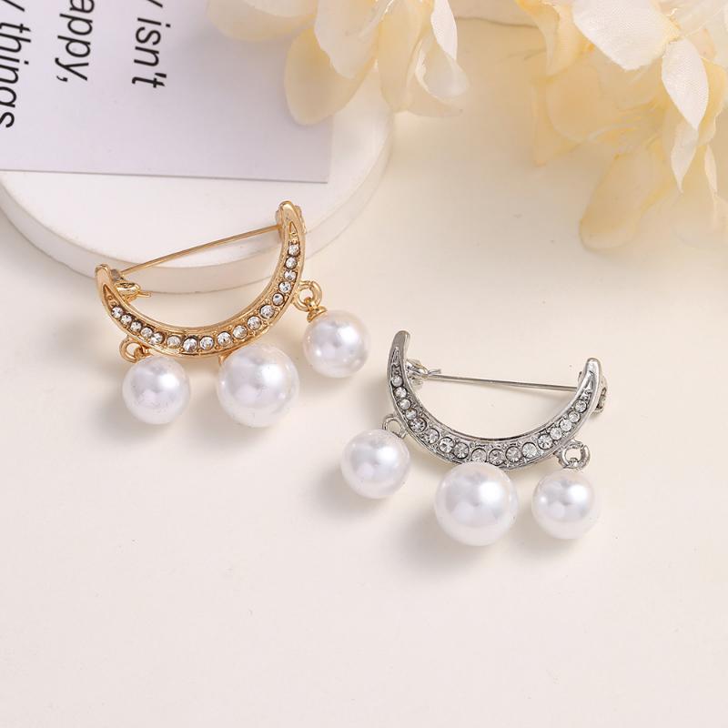 Anti-exposure Jewelry Fashion Brooch Temperament Korean Style Corsage High-end Alloy Pin Rhinestone Pearl Fixed Accessories