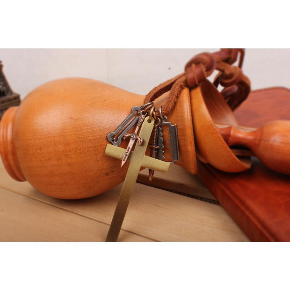 JMXD-Ювелирные изделия из коровьей кожи, Подвеска из античной комбинации крестов и кожаного шнура, Ожерелье