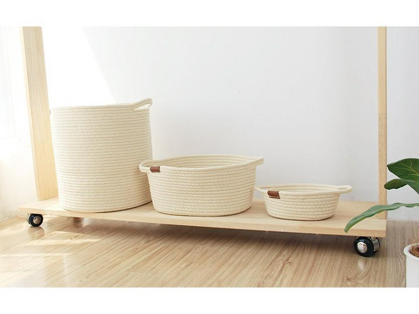 Скандинавская корзина для хранения из хлопковой веревки для спальни: Стирка, Игрушки, Перекусы, Органайзер в японском стиле