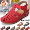 Retro Women 'S Sandals Car Line Hole Shoes Large Size Round Toe Wedges Comfortable Sandals Women