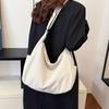 Large Capacity Corduroy Tote Bag Women Solid Color Crossbody Bag Commuter Shoulder Bag