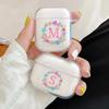 Fashion Floral 26 Letters Alphabet Soft Protector Cover Transparent Box for Apple Airpods 1 2 3 Pro Women Girl AirPods Case