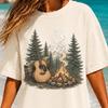 Campfire Acoustic Guitar Shirt - Relaxed Fit with Nature Silhouette