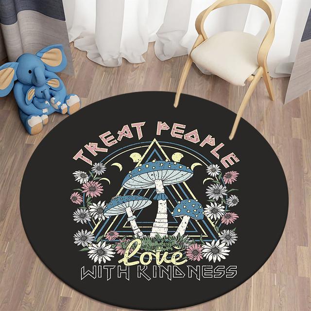 Круглый ковер с цветочным принтом Kawaii Printed для гостиной, коврики для пикника на природе, противоскользящий коврик для йоги, ковры для спальни