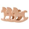 Mamimami Home Wooden Pendant Charms 10 Pieces Rocking Horse Beech Wood Natural Material Animal Unpainted Safe DIY Accessories Parts Materials