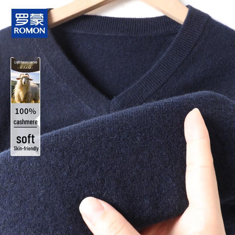 ROMON Мужской толстый пуловер с V-образным вырезом из 100% кашемира