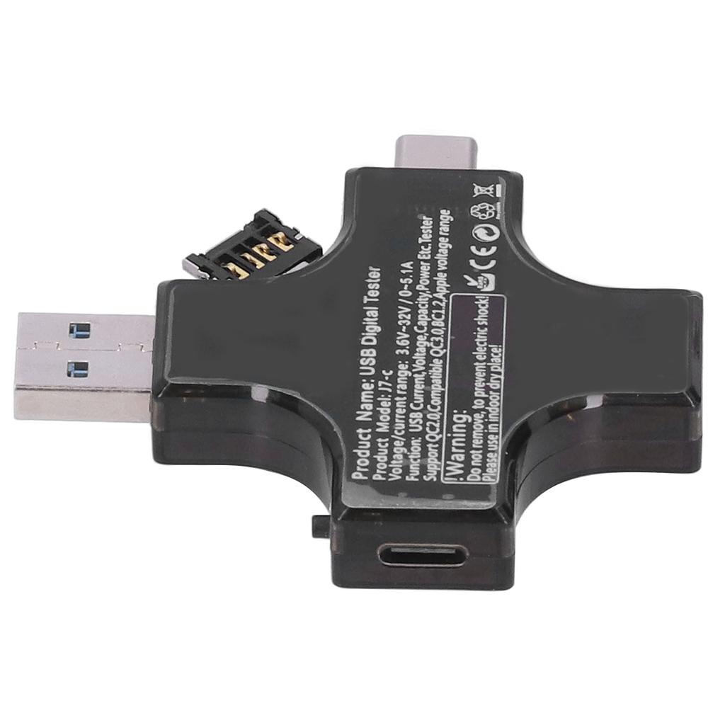 Voltage Current Meter Tester Type C USB Cross Digital Voltmeter Ammeter Detector Portable