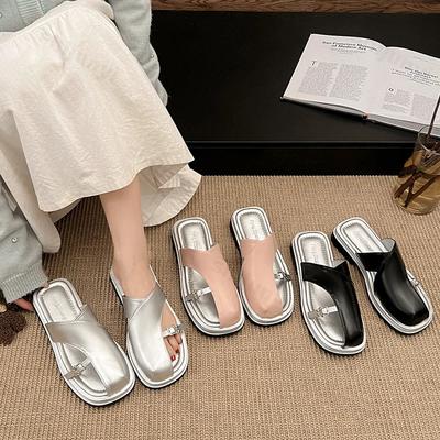 Женские балетки шлепанцы мюли обувь дизайнерская 2025 новая летняя повседневная сандалии с ремешком через пятку модная с квадратным носком женская обувь zapatillas