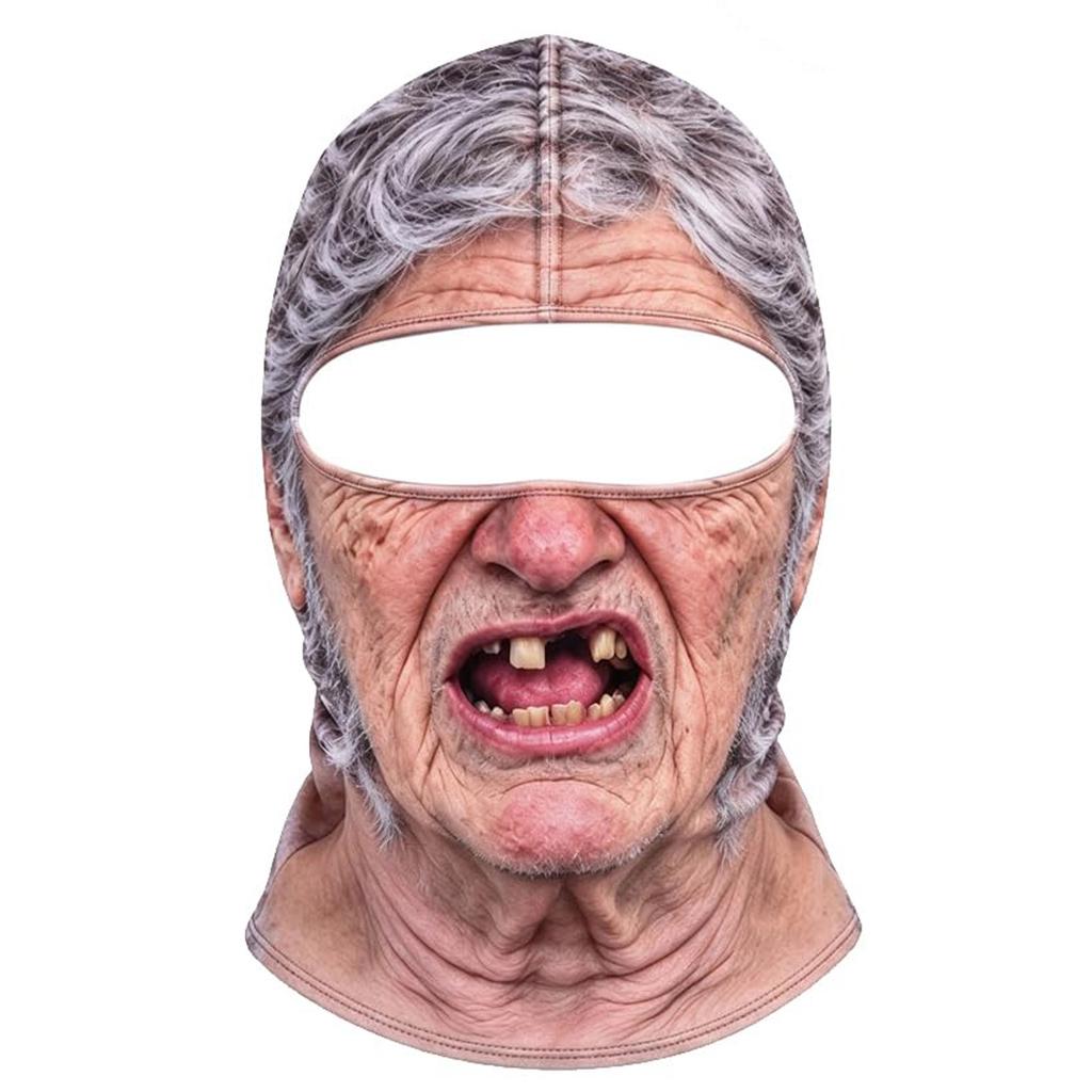 Новинка Лыжный Шлем с Лицом Старика, Смешная Реалистичная 3D-Печать, Полностью Закрывающая Лицо, Зимний, Ветрозащитный, Наружный Чехол для Мужчин и Женщин (Солнцезащитные очки не включены)